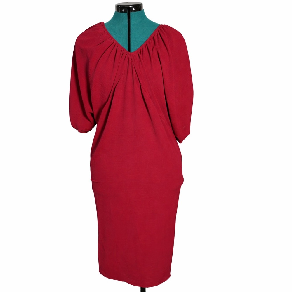 Boho Hippy Chic Red Flowy Dress W/ Tie Back Detail
